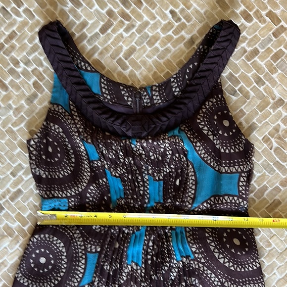 🔥2 x HP🔥VTG Tory Burch Silk Dress Sz 2/4, turquoise/brown pattern - Picture 11 of 15